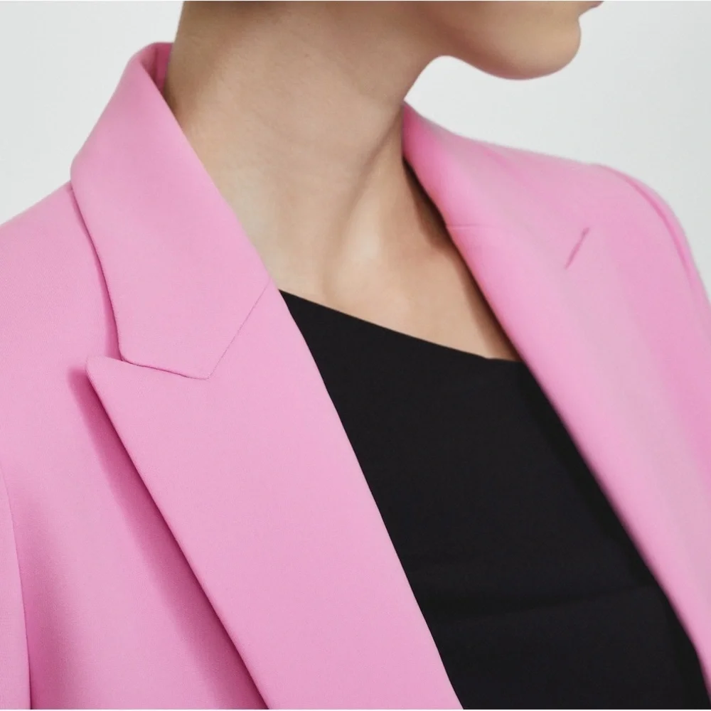 NWT MANGO Tailored Blazer with Turn Down Sleeves PINK size small spring - Picture 5 of 9